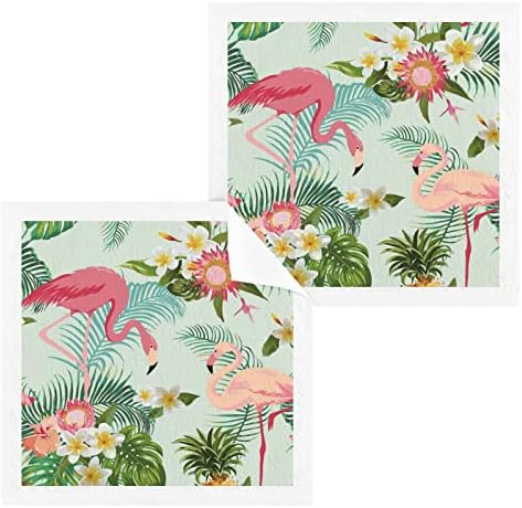 Kigai 2 Опаковки Мочалок Flower Summer Flamingo – Меки Кърпи За лице, За фитнес, Хотелски и спа качество, Кърпи за Многократна употреба