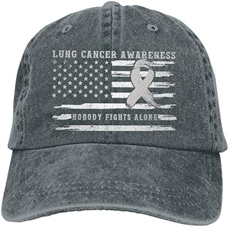 Никой сам се бори американските бейзболни шапки флаг за жените е рак на белия дроб информираността бейзболна шапка унисекс човек,