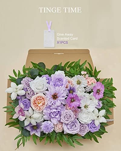 Венец от изкуствени цветя TINGE TIME 8 ФУТА с Ароматизирана пощенска картичка, Гирлянда от Евкалипт ръчно изработени с Цветя, Цветен Венец за Сватбена Украса на Масата з