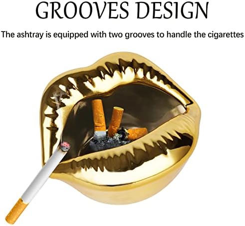 Loghot Креативните Керамични Пепелници за Цигари в стила на Устните Модни Декорации За Дома (Злато)