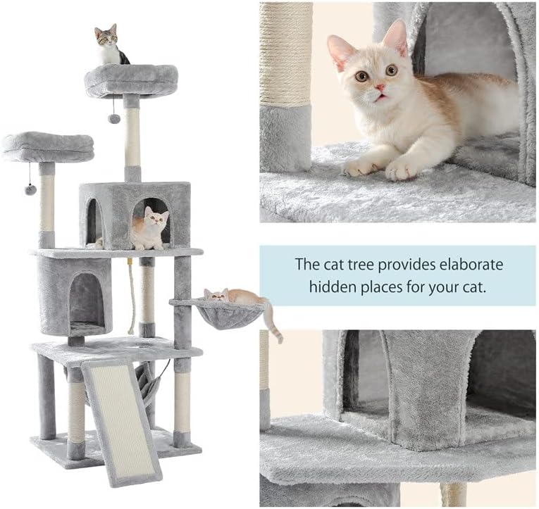 TAZSJG Голяма Рамка за катерене котки Многопластова Когтеточка с устойчиво покритие от сизал Cat Tree Kittern Playground (Цвят: