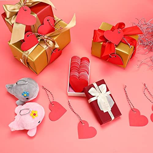 500 Броя Червени Подарък Етикет на Свети Валентин с Шнурком във формата На Сърце, Хартиени Етикети, Висящи Хартиени Сърца, Лични