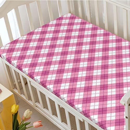 Кухненски кърпи за детски легла в една клетка, Преносим мини-чаршафи за легла с Меки и дишащи Кърпи -Отлични за стая на момче или момиче, или на детето, 24 x 38, Розово, б?