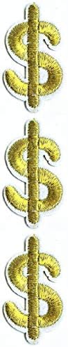 ВЕДНЪЖ, ПО 3 бр. Размер Малък Блестящ Златен Знак за Долар Пари Карикатура Модни Апликация Петна Бродирана Икона Кръпка Бродерия