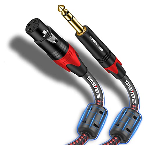 TIMEYES 1/4 TRS Конектор-XLR 6 м, 3-Пинов кабел Микрофон 6.5 мм-XLR, Стереофоничен Инструментален кабел с жак TRS от XLR до 6,35 мм, Балансиран Четвертьдюймовый Микрофон кабел с жак TRS-