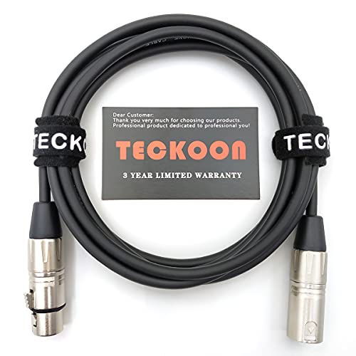 Микрофон кабел TECKOON XLR за мъже и жени, пач-кабел за балансирано микрофон за микрофони, микшеров, високоговорители, DMX осветление, студийни и концертни приложения - 50 ф