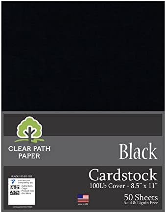 Черен картон - 8.5 x 11 инча - Корица 100 кг - 50 Листа - Прозрачна хартия