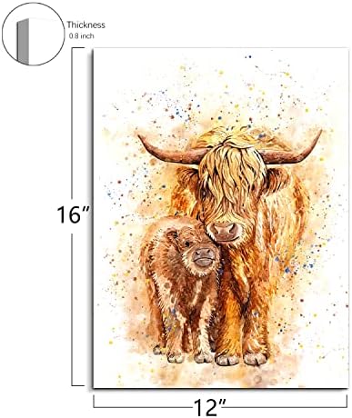 Стенно Изкуство Високопланинско Крави, Цветни Абстрактно Изкуство, Реколта Кафяви са говеда, Щампи върху Платно, Забавни Животни,