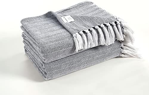 Покривалото LANE LINEN Super Хвърли на дивана и леглото - Класически тъкане на коледна елха с пискюл от Самомягчающегося памук,