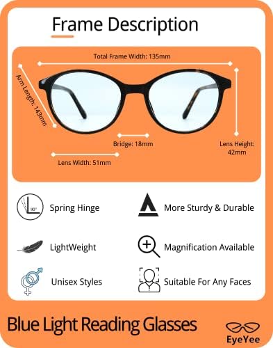 Синя светлина очила за четене кръгла рамка Пролет линия блокират UV намаляват цифрова напрежение на очите се чувстват добре
