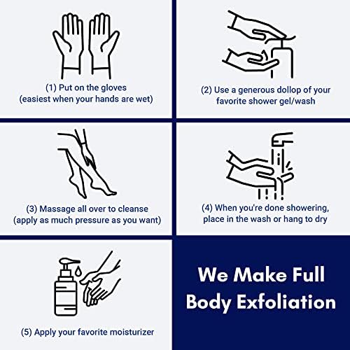 10 Двойки Многократно ексфолиращи ръкавици за душ за красота, спа и масаж на кожата - Ръкавици за миене на тялото с линия за закачане