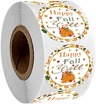 Стикер Щастлива есен на всички ви, 2-инчов Тиквата е Есенният етикети с флорални принтом Благодаря, Етикети за деня на благодарността