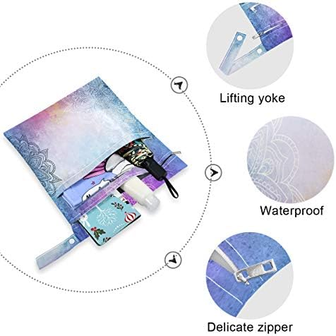 KEEPREAL Purple Mandala's Wet Dry Bag за филтър памперси и бански костюми, за пътуване и на плажа - Водоустойчив мокри чанти - Са идеални за влажни дрехи, тоалетни принадлежности, 2 оп