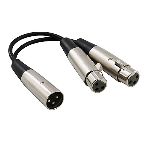 Кабел-сплитер Йънг Qee XLR с дължина 1 метър, 3-пинов XLR Конектор за свързване на микрофони с два конектори XLR, Y-Образен Кабел,