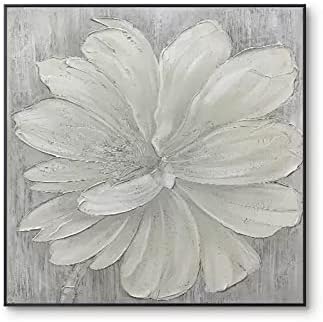 JFNISS Ръчно Рисувани Стени Изкуство - Абстрактното Изкуство, живопис с маслени бои бели цветя квадратна Картина с маслени