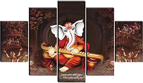 SAF Комплект от 5 Ганеш Религиозната художествена Домашни декоративни стенни Живопис 30 инча x 18 инча PNLS32220