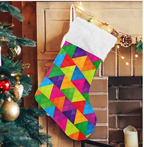 Коледни Чорапи ALAZA, Модерни Преливащи Триъгълници, Класически Персонализирани Големи Чулочные Украса за Семейни Тържества, декорация
