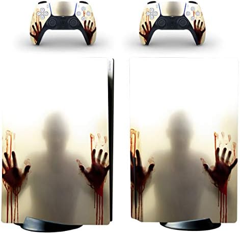 Стикер Moments PS5 Стандартен Диск Конзолни Контролери на Цялото Тяло Vinyl Стикер на Кожата Стикери за Конзолата Playstation 5 и Контролери Horror Zombie
