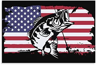 Риба на Американския Флаг Виси Платно Картина Произведение Стенен Декор за Баня, Спални Хол