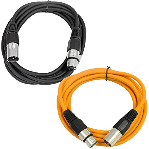 Сеизмичен аудиосигнал - SAXLX-6 -2 комплект 6-инчов свързващи кабели XLR за мъже и XLR за жени - Балансиран 6 фута свързващ кабел - Черен и оранжев