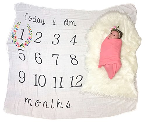 Детско одеало Дечко Kind Baby Milestone за снимки от месец на месец - Много големи Одеала с размери 52 x 47 инча за месечна възраст