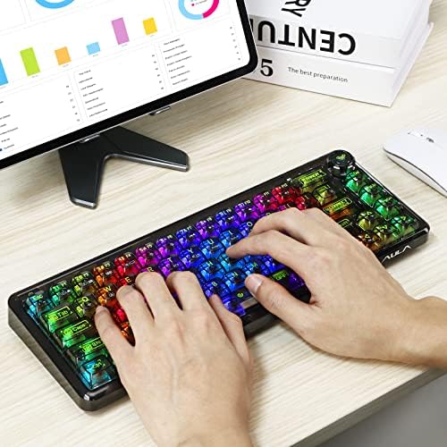 Портативна ръчна Детска клавиатура CHICHEN 60%, компактна клавиатура с подсветка RGB с възможност за гореща замяна, 68 Прозрачни