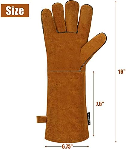 Ръкавици за Заварчик INNO STAGE Топлоустойчива 16 Инча От Телешка кожа 662 ℉ Кожени Ръкавици за заваряване Mig Forge за барбекю,