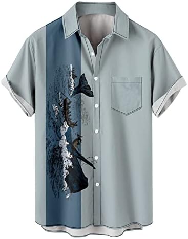 Реколта Ризи за Мъже, Ежедневни Ризи за Боулинг Копчета, 50-те години, Стила Рокабили, Къс Ръкав, Нормално Кацане, Хавайски Ризи
