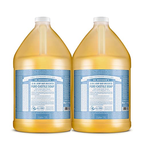 Dr. Bronner's - Течен сапун от чиста Кастилска (детско без мирис, 1 литър, 2 опаковки) - Произведено на базата на органични масла,