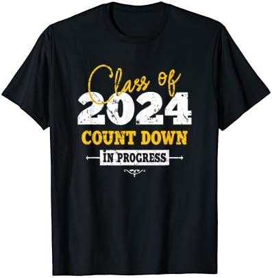 Клас 2024 Обратното Броене Забавна Тениска за завършилите Първия ден 2022 година сред юноши и девойки