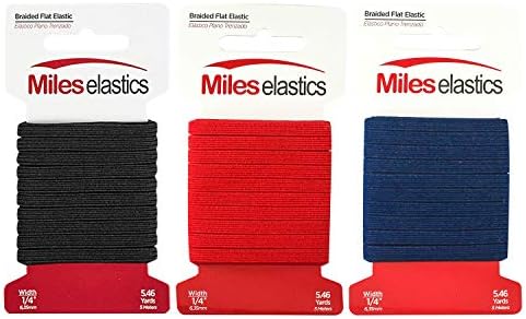 Майлс Еластични 3 опаковки цветни плетени плоска гума 1/4 инча за шиене и на бродерия. Здрав еластичен каучук, еластични дантели,