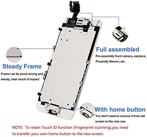 за iPhone 6 Plus 5.5-инчов Бял ЖКДигитайзер Дисплей Смяна на Сензорен екран Пълно Сглобяване на Рамки с бутон Home Сензор за близост