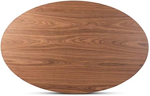 71-Инчов овална маса за хранене Baxton Monte Studio средата на века от съвременното орехово-кафяв дърво с тапицерия под орех