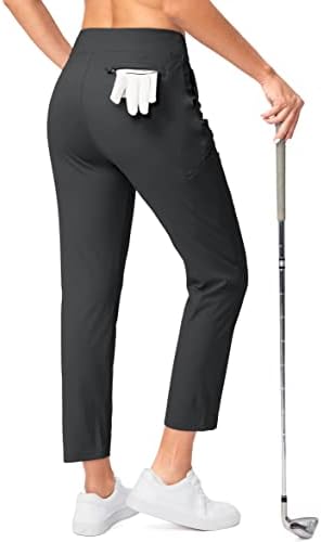 Дамски Панталони за голф SANTINY с 3 Джоба с цип 7/8, Ластични Панталони до Глезена с Висока Талия, за Жени, за Пътуване и Работа