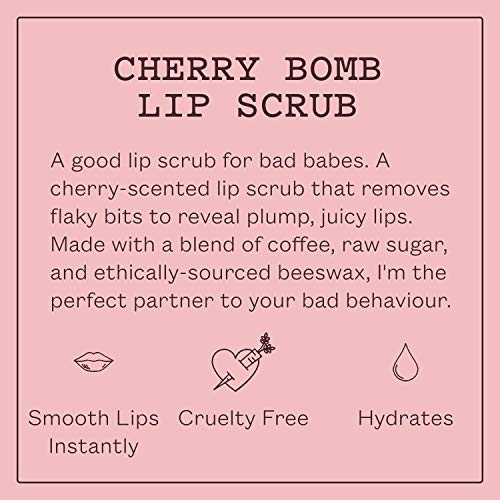 Frank Body Cherry Bomb Скраб за устни - Хидратиращ ексфолиращ крем за устни - Произведен от масла, кафе костилка, захар и пчелен