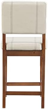 Столче за масата Linon Milano, 18 W x 19Dx 38H, Средна Сметана / Тъмен орех