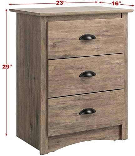 Нощно шкафче с 3 чекмеджета на пружинна пружина Prepac, сив цвят