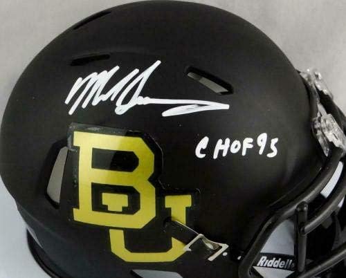 Мини-Каска Baylor Flat Black Speed с автограф на Майк Синглетари с надпис CHOF - JSA с автограф от автора - Мини-Каски NFL