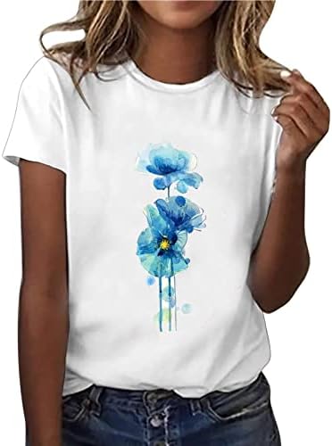 Най-Тениска за момичета Есен-Лято 2023, Къс Ръкав, Деколте Лодка, Графичен Принт, Цветна Неделя, Секси Блуза W6 W6