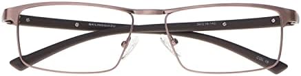 HELES Мъжки слънчеви Очила за четене с едно зрение в метална рамка TR с пълна рамки UV + 420cut, Блокиране на Синя Светлина, Очила