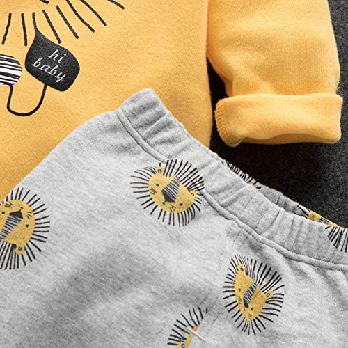 Облекло за Новородени Момчета, Гащеризон с принтом Малък Лъв + Панталони + Капачка, Комплект дрехи За бебета, Момчета (0-12 месеца)