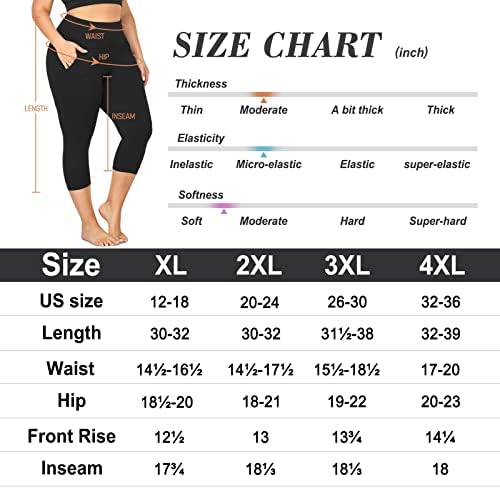 Дамски гамаши Капри голям размер Yeug с джобове - 2 опаковки, Спортни Панталони за йога с висока талия и контрол на корема XL -