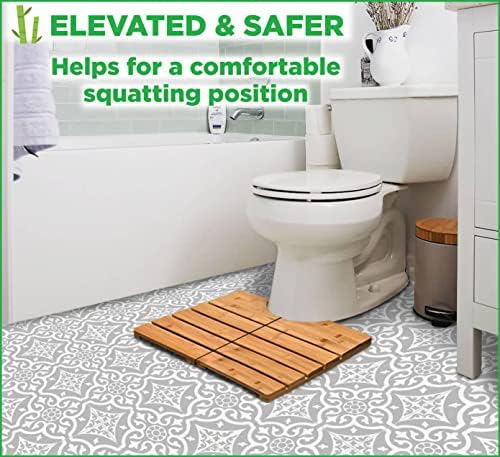 Ниска степенка за тоалетна - Извити Бамбук подложка за баня за деца и възрастни - Сверхпрочный (150 кг. Капацитет)