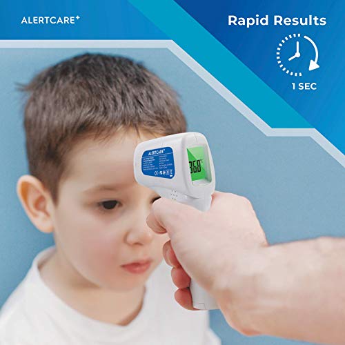 ALERTCARE Термометър за челото, за възрастни - Безконтактен инфрачервен термометър с LCD дисплей- Бързо И точно отчитане, клинично