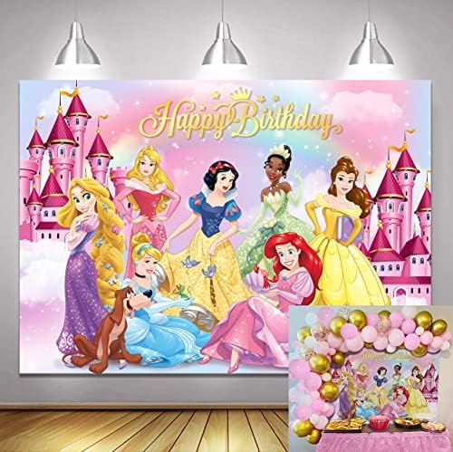 На фона на рождения Ден на Принцеси За Момичета 1-ви, 2-ри Щастлив Фон За Парти в чест на рождения Ден на Замъка на Мечтите си Приказна