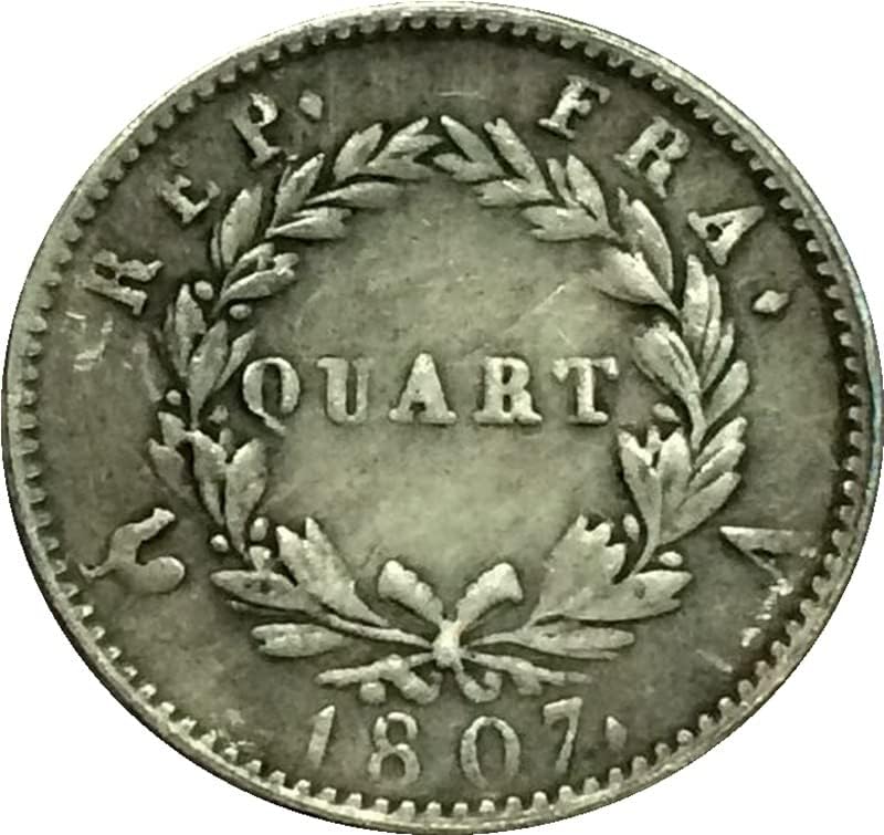QINGFENG 1807 Френска Монета От Чист Мед С Посеребренным Покритие Антични Сребро Доларова Монета Ръчно изработени Колекция може