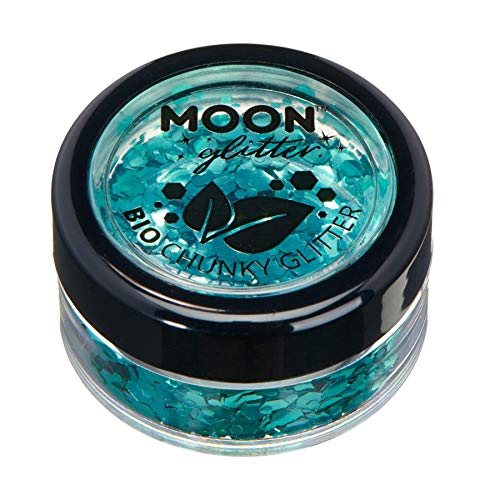 Биоразлагаемый еко-блясък Буци от Луната Glitter - Козметични Био-блясък за лице, тяло, нокти, коса и устни - 3 г - Тюркоаз