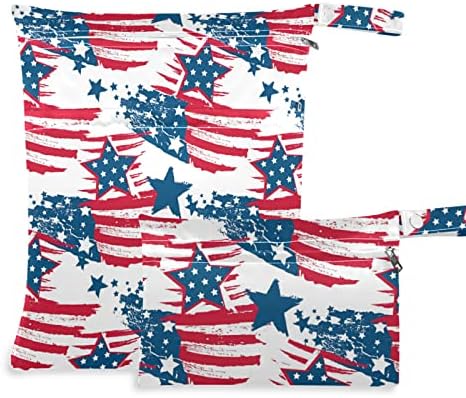 ZZXXB Звезда на Американския Ден на Независимостта Водоустойчив Влажна Чанта за многократна употреба Текстилен Влажна Пелена Суха