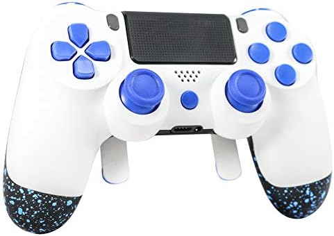 Контролер PS4 Elite Soft Touch Бяло/синьо на цвят по поръчка с превключване на бутона, ограничители на задействане. Оборудване на