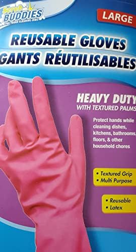 Ръкавици за почистване на Scrub Buddies, за многократна употреба, големи, розово, 5 броя в опаковка